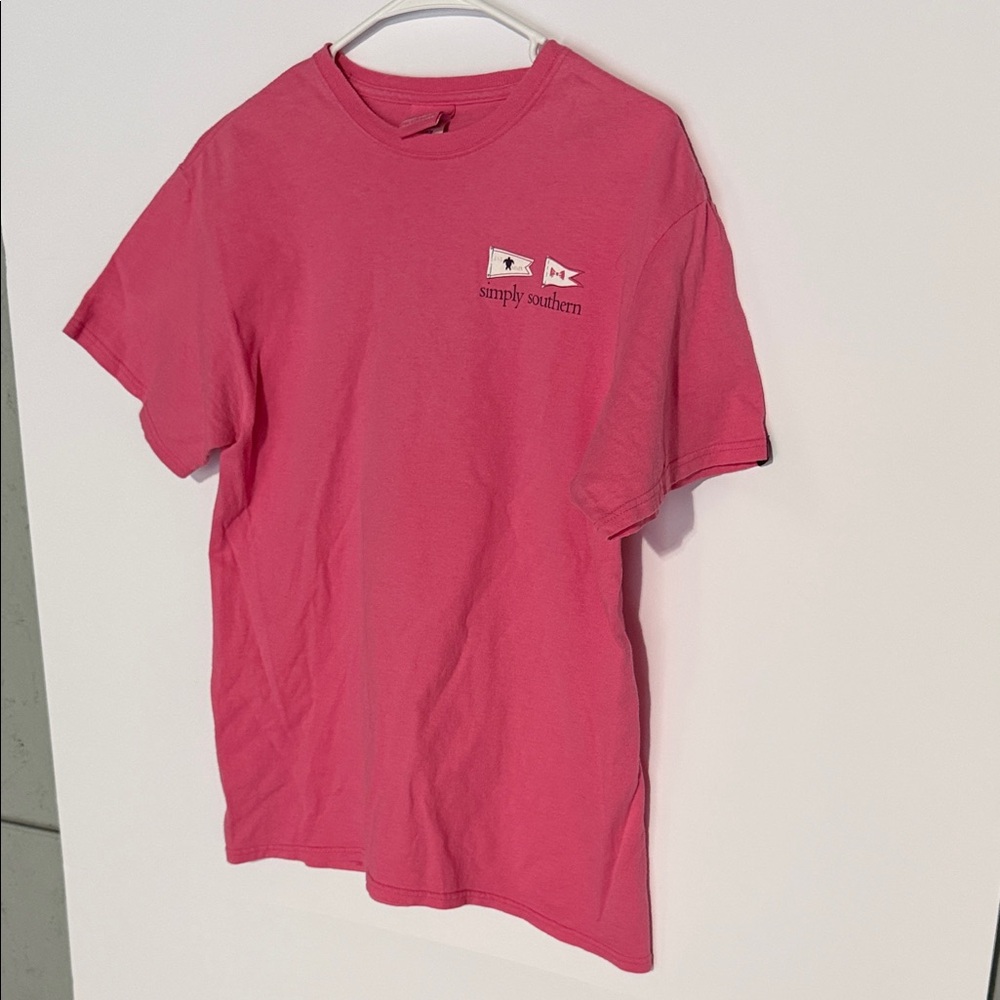 Simply Southern Pink Short Sleeve Tee with Pennant Logo